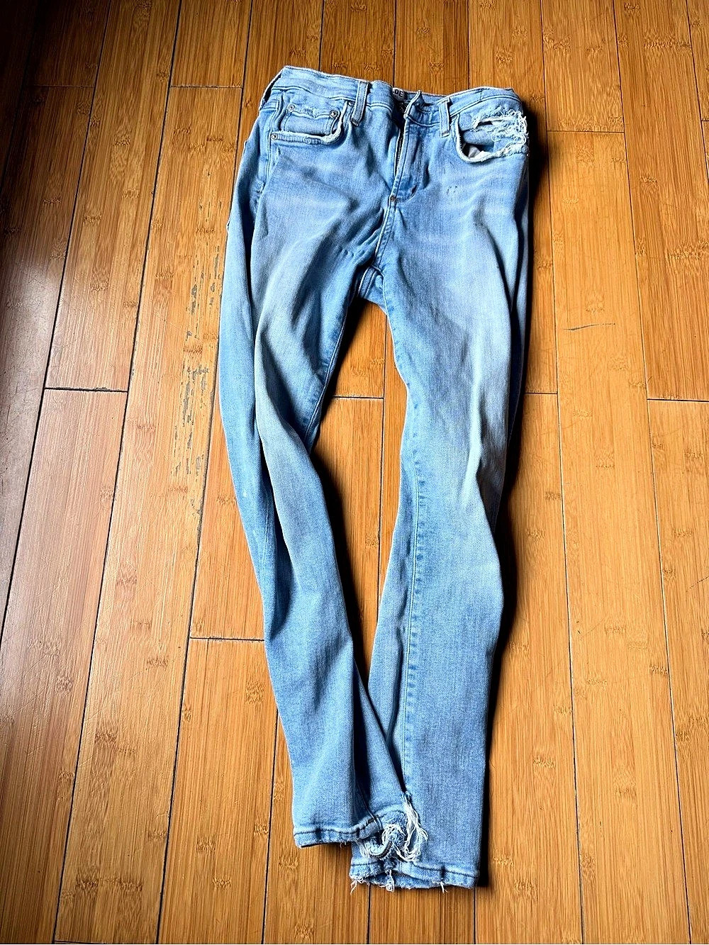 AGOLDE Sophie High Rise Skinny Crop Jeans Blue Waist 23